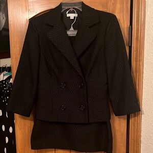 Black Double-Breasted Blazer and Skirt Set